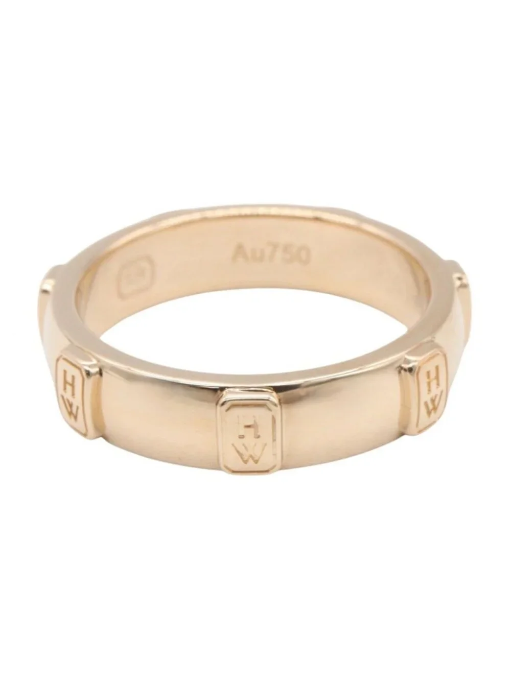 Harry Winston Ring HW Logo Band 18k Pink Gold Diamond